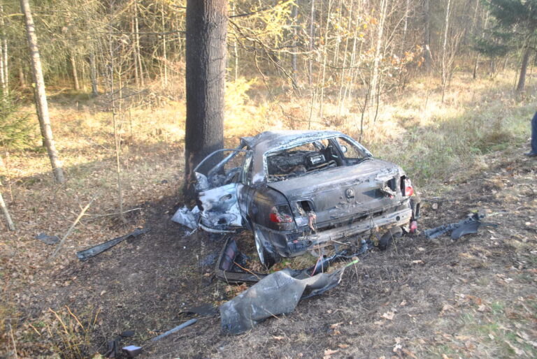 Tragiczny wypadek. Kierowca spłonął w samochodzie