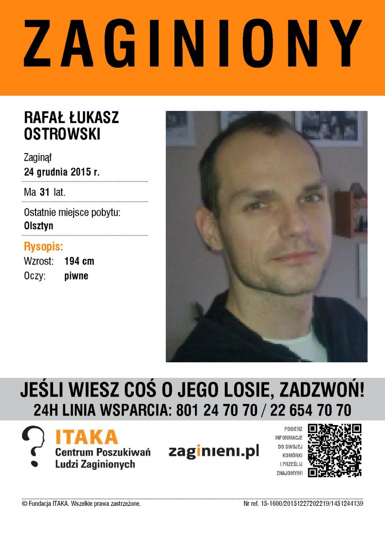 zaginiony rafal ostrowski Itaka poszukuje