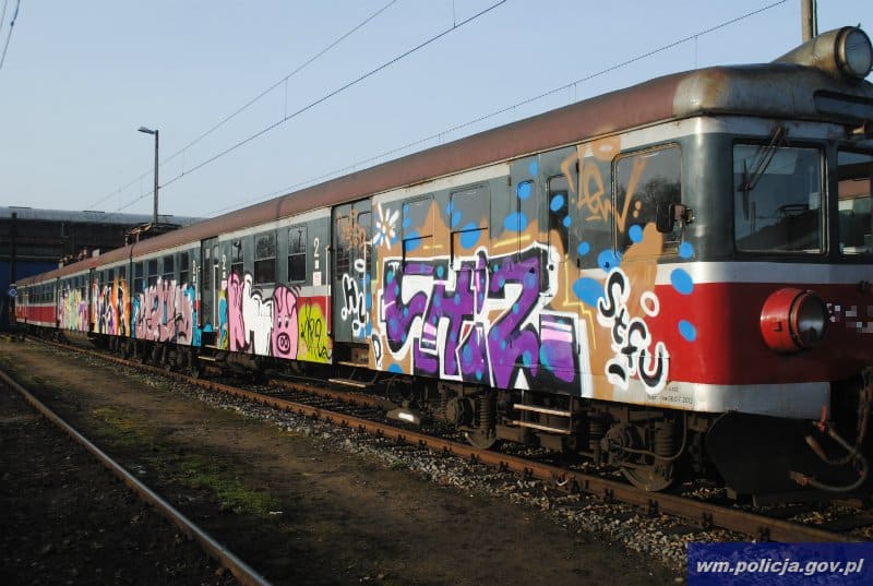 Grafficiarze nielegalnie pomalowali pociąg