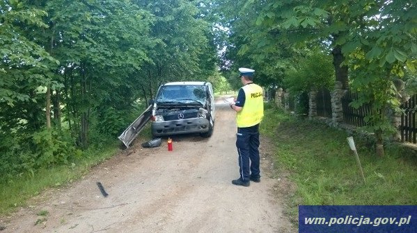 Zjechał na pobocze i uderzył w drzewo