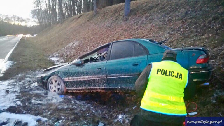 Jazdę zakończył w rowie