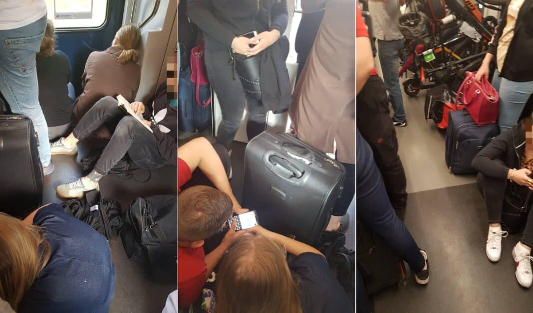 Uroki jazdy pociągiem do Olsztyna. „Nie ma gdzie nogi wcisnąć” [FOTO]