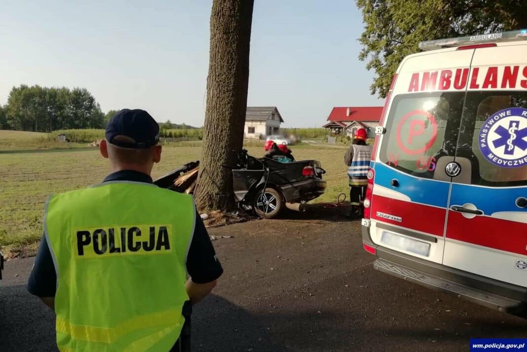 Kierowca BMW uderzył w przydrożne drzewo. Mężczyzna zginął na miejscu