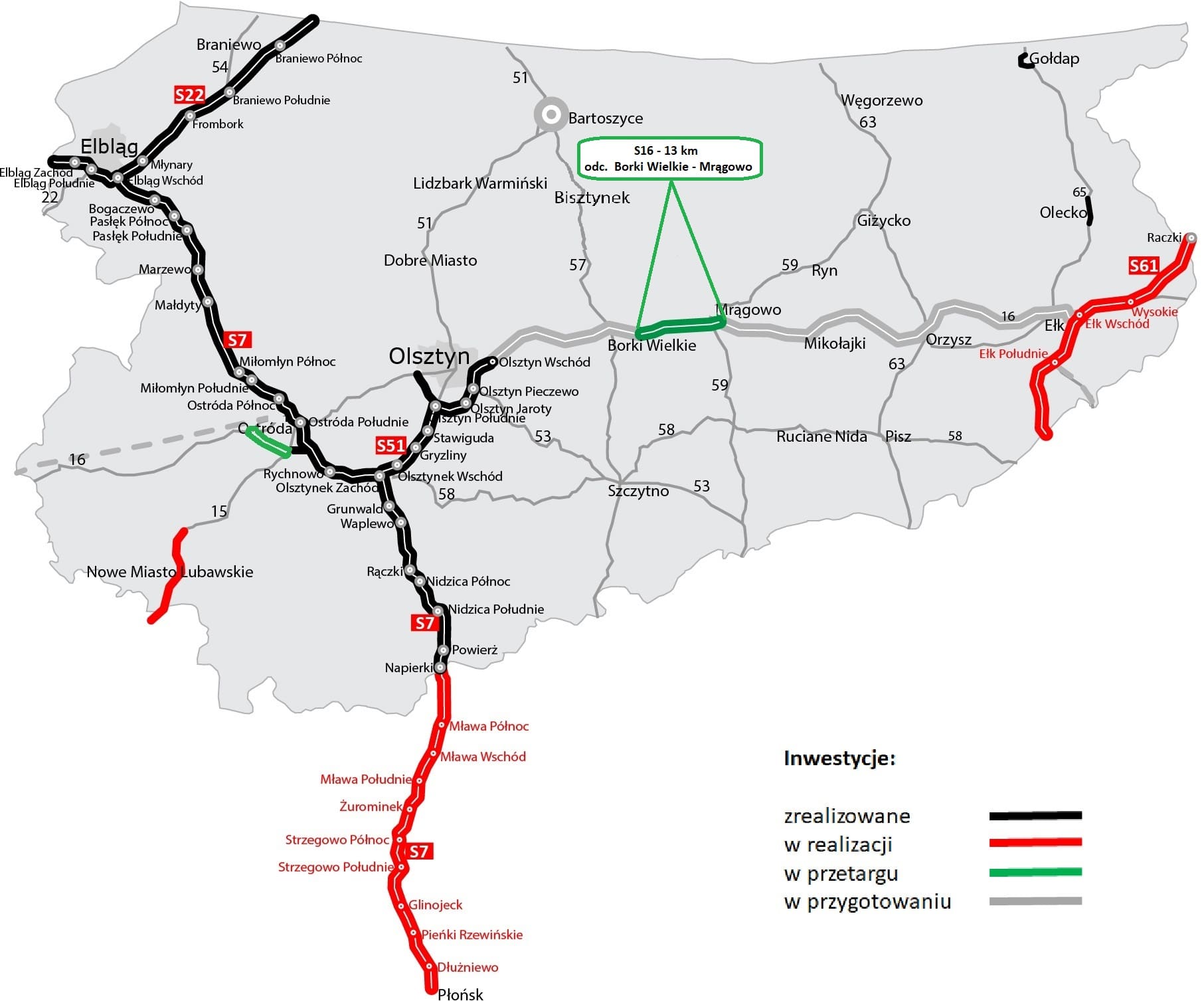 Siedem firm zainteresowanych budową S16 Borki-Mrągowo
