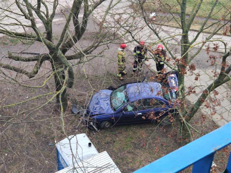 Wjechał w drzewo pod blokiem. Wypadek na al. Piłsudskiego
