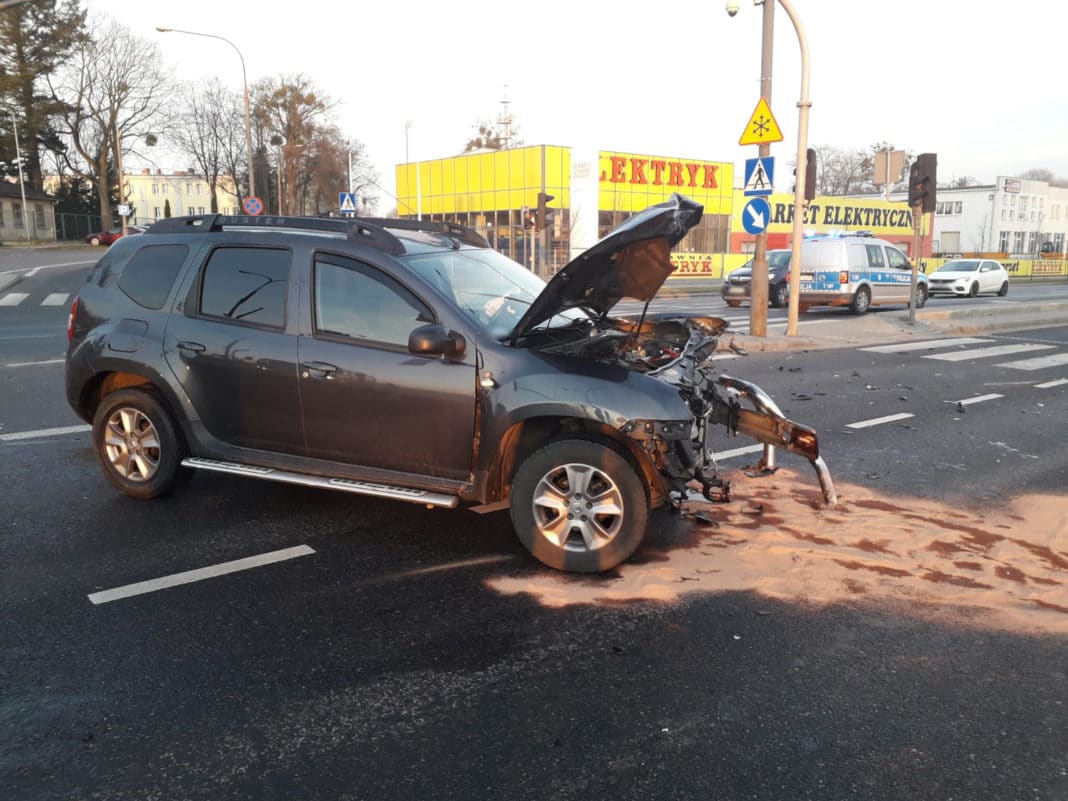 Wypadek na skrzyżowaniu ul. Armii Krajowej i Jagiellończyka w Olsztynie