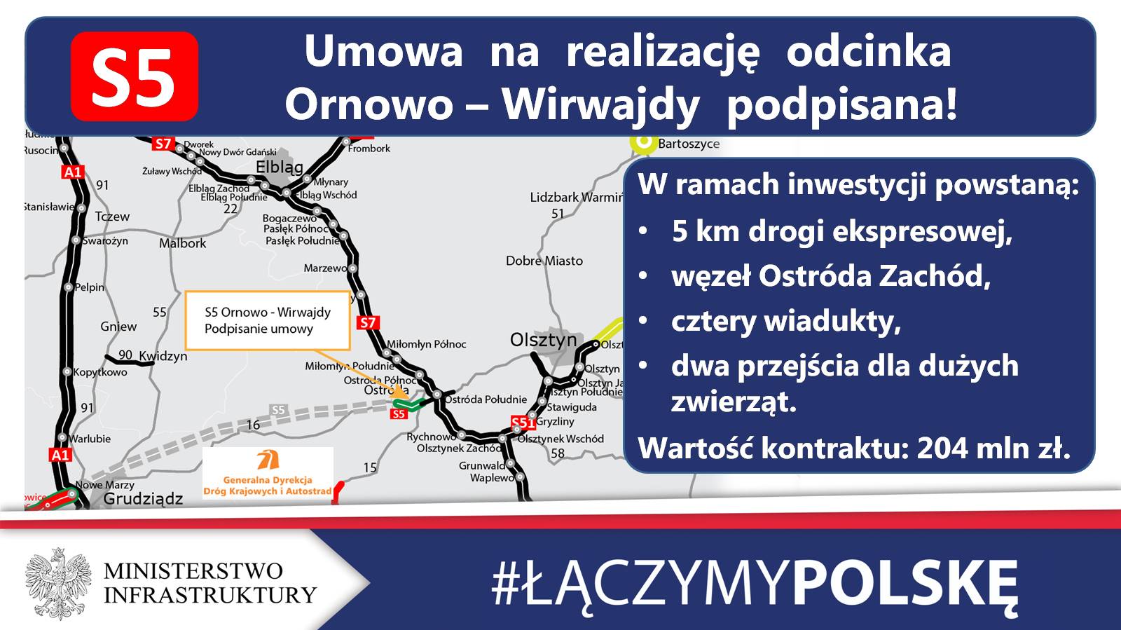 Umowa podpisana! Będzie połączenie drogą ekspresową Olsztyn z autostradą A1