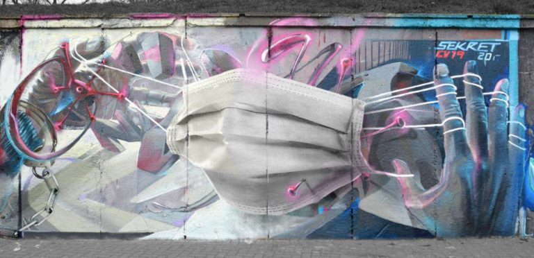 Nowe, pandemiczne graffiti w Olsztynie