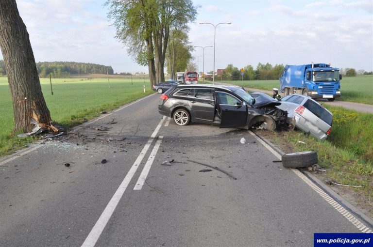 Wjechał w przydrożne drzewo. Pojazd odbił się i uderzył w jadący prawidłowo samoch&oacute;d