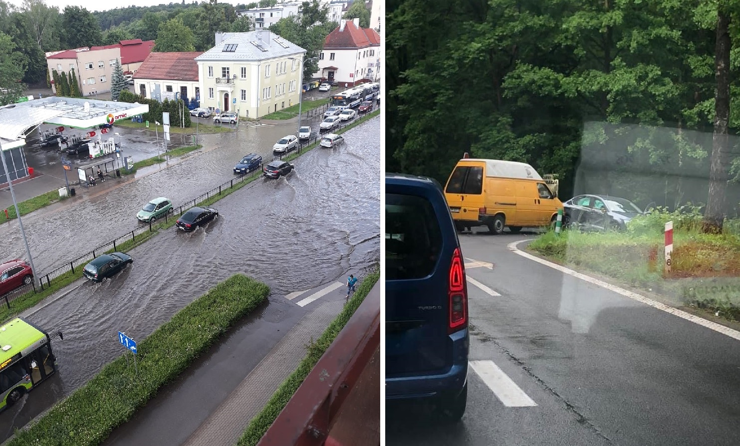 Uwaga kierowcy. Utrudnienia! Zalana ul. Wojska Polskiego. Zablokowany wyjazd od Bartąga