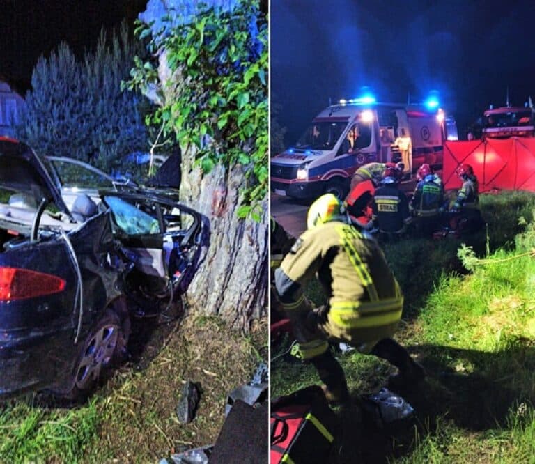 Dwie osoby zginęły w wypadku drogowym. Samoch&oacute;d uderzył w drzewo