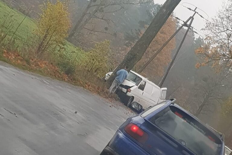 Zjechał z drogi i uderzył w drzewo. Są ranni
