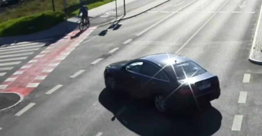 Jest nagranie z potrącenia rowerzysty w Olsztynie