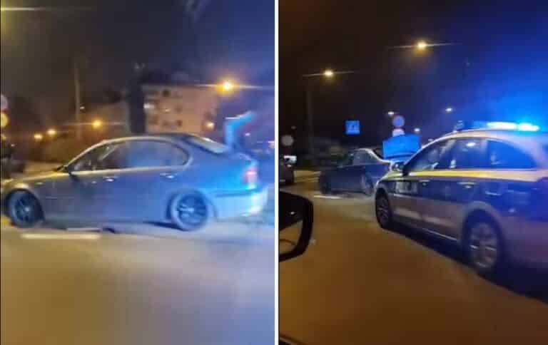 Szpanując rozwalił BMW o krawężnik. Kiepski finał driftowania po rondzie na Jarotach