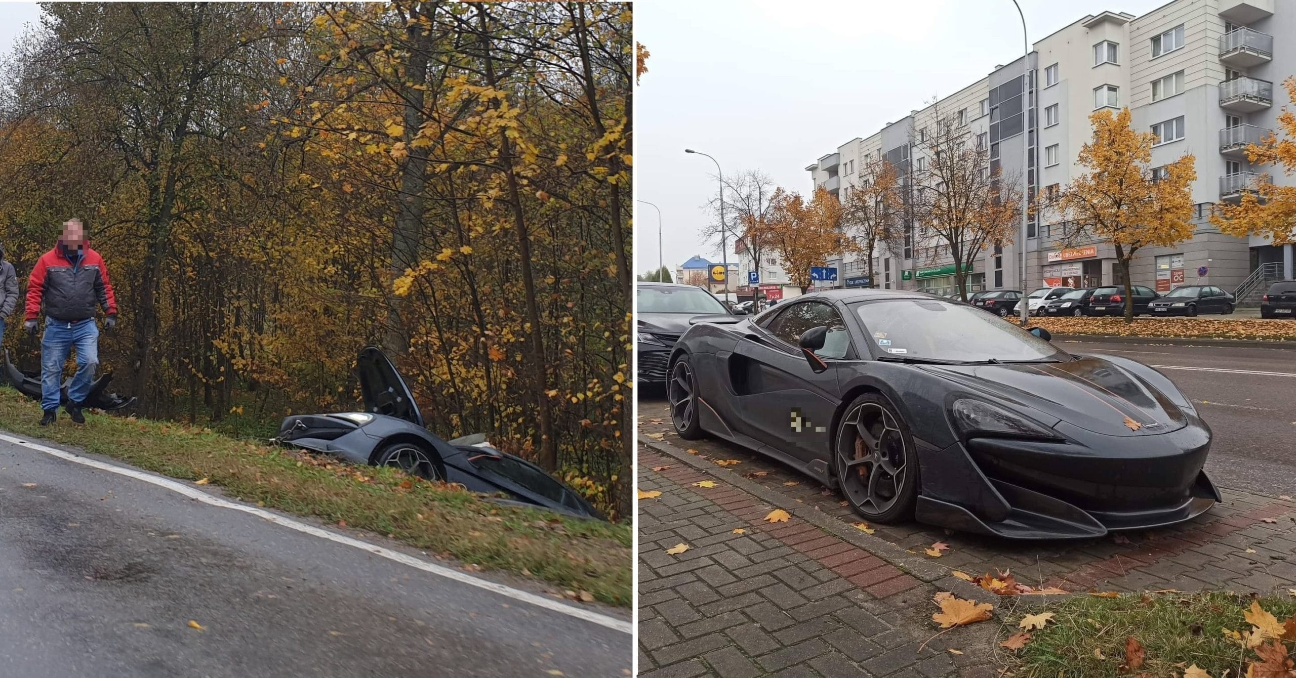 Kolizja McLaren'a. Olsztyński przedsiębiorca, który prowadził auto warte milion zł ukarany mandatem wypadek Wiadomości, Olsztyn