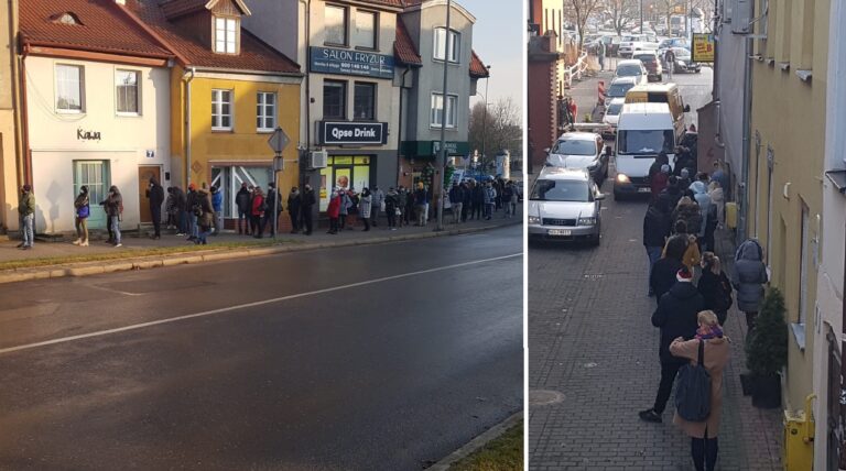 Ogromna kolejka do restauracji z sushi