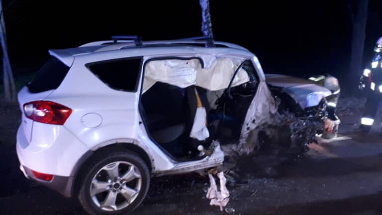 Ford &bdquo;skasowany&rdquo; na drzewie