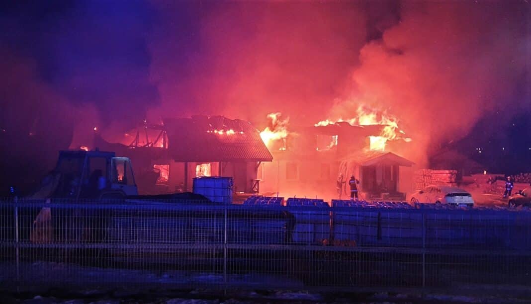 Pożar tartaku w Gietrzwałdzie