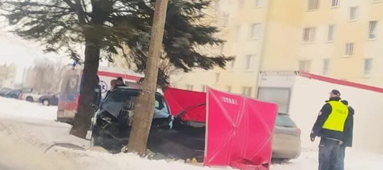 Zjechał z drogi i uderzył autem w słup. Nie udało się uratować kierowcy