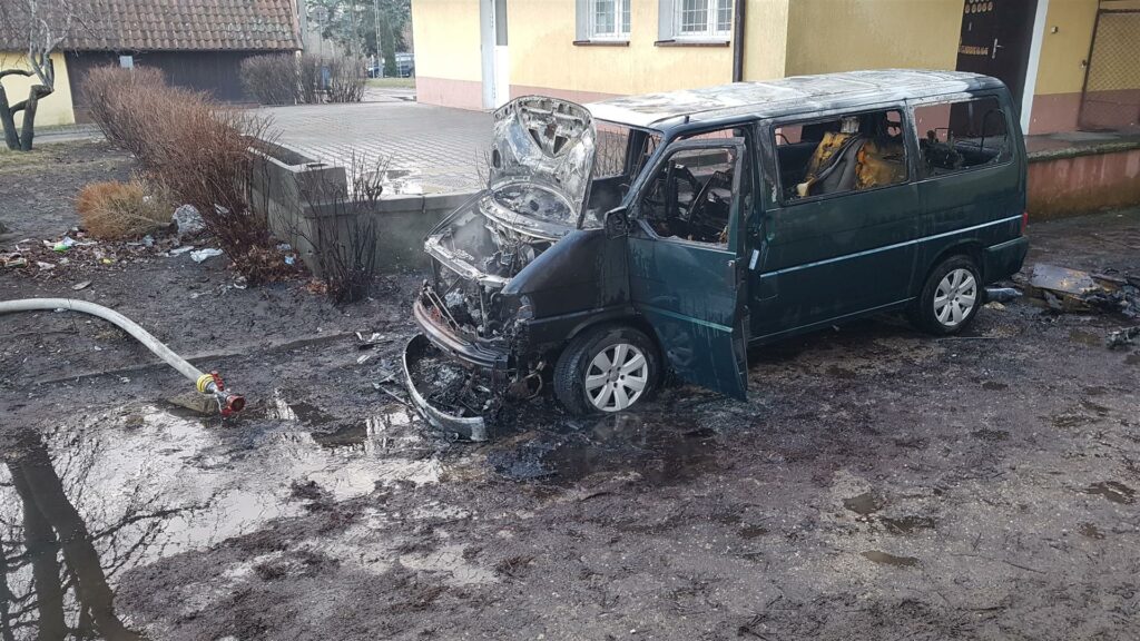 Pożar busa w centrum Olsztyna