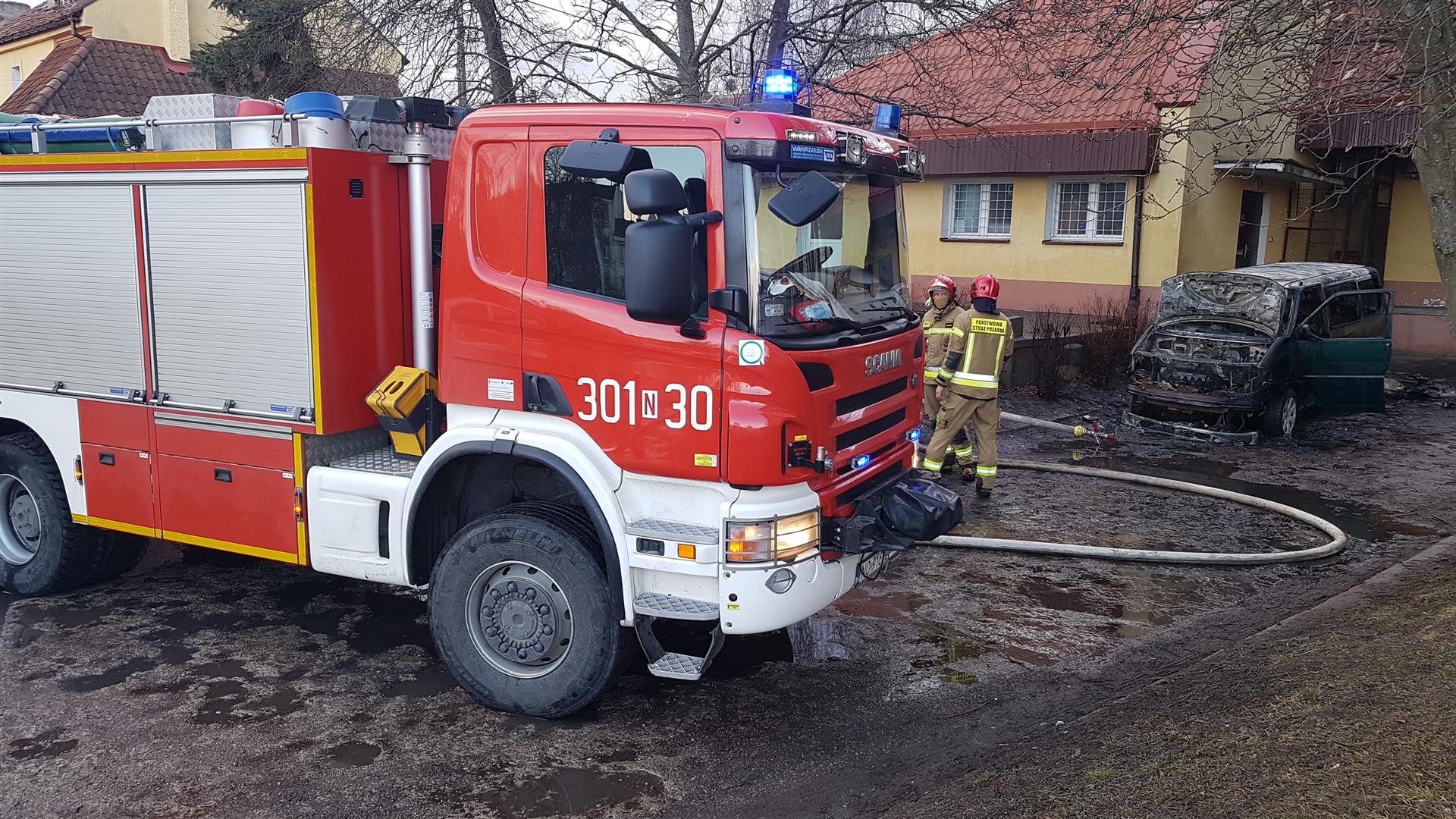 Pożar busa w centrum Olsztyna