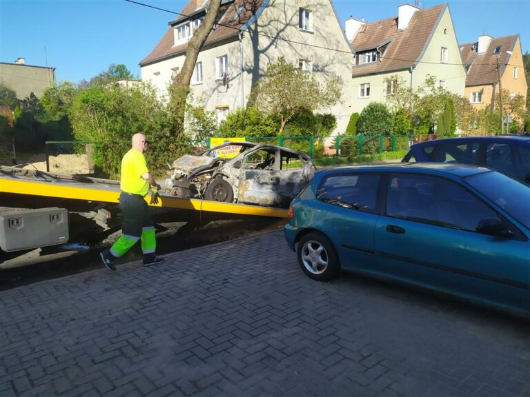 Auto płonęło pod szkołą. Zapaliło się kilka innych pojazd&oacute;w