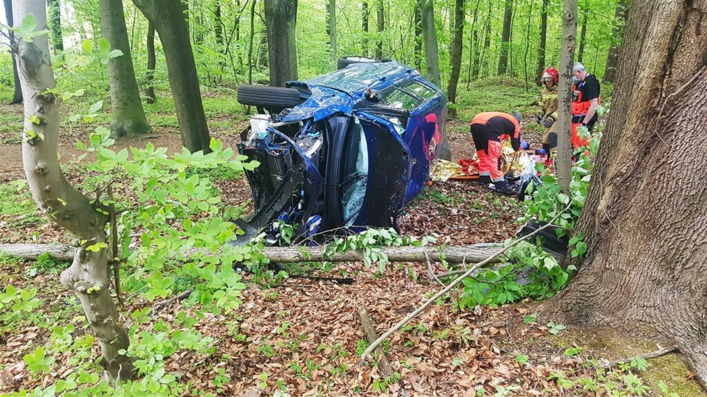 Na wylocie z Olsztyna auto kierowane przez 80-latka wypadło z drogi i uderzyło w drzewo wypadek Wiadomości, Olsztyn