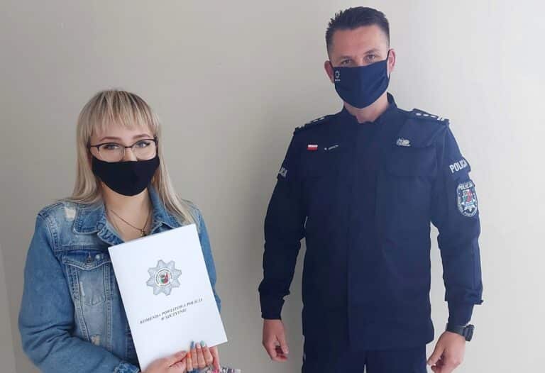 24-latka otrzymała podziękowania za godną postawę obywatelską
