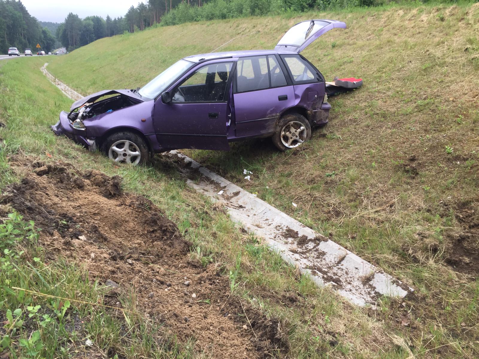 Dachował Suzuki w przydrożnym rowie wypadek Olsztyn, Wiadomości, zShowcase