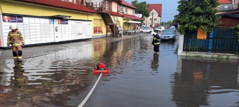 Powalone drzewa, zalane piwnice po burzach i ulewnych deszczach