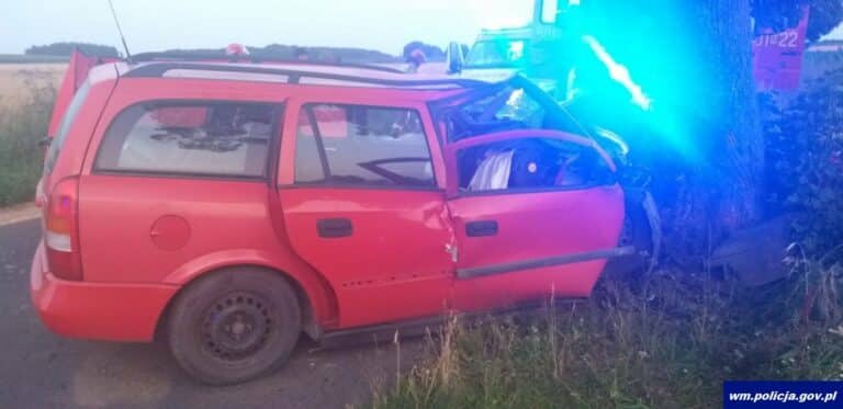 49-latek zginął na miejscu. Czołowo uderzył w przydrożne drzewo