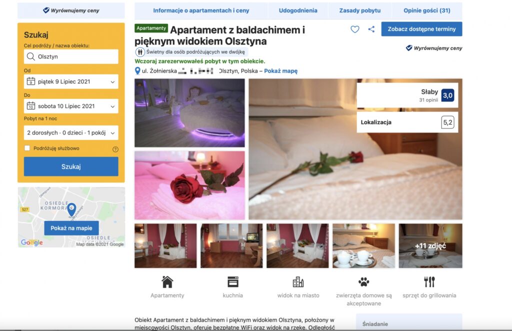 Turysta przyjechał do Olsztyna. Przestrzega przed noclegiem w apartamencie z Booking.com Wiadomości, Olsztyn