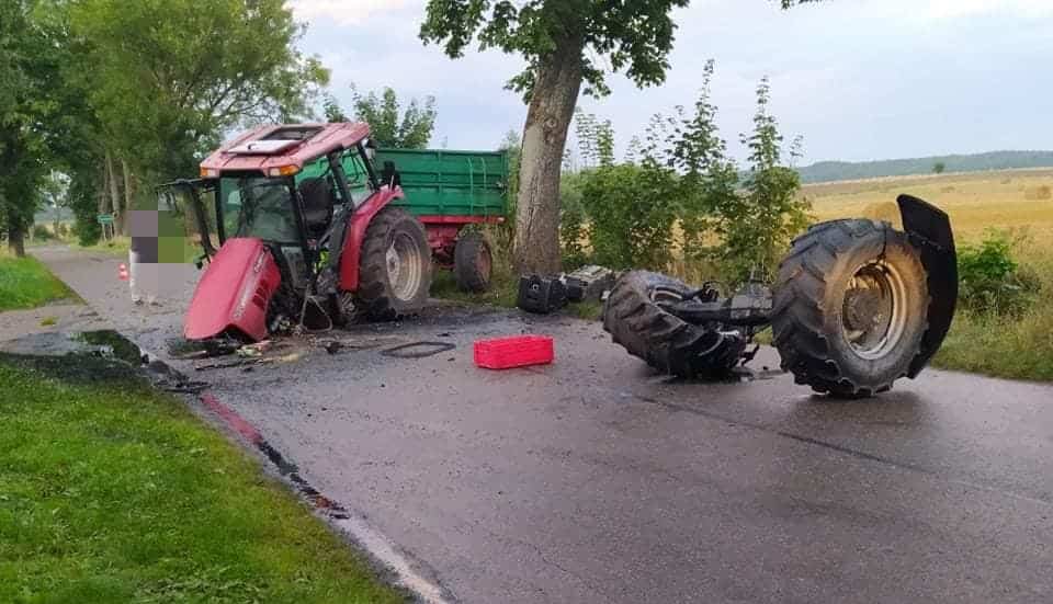 Ciągnik rozpadł się na drodze wypadek Wiadomości, Ostróda