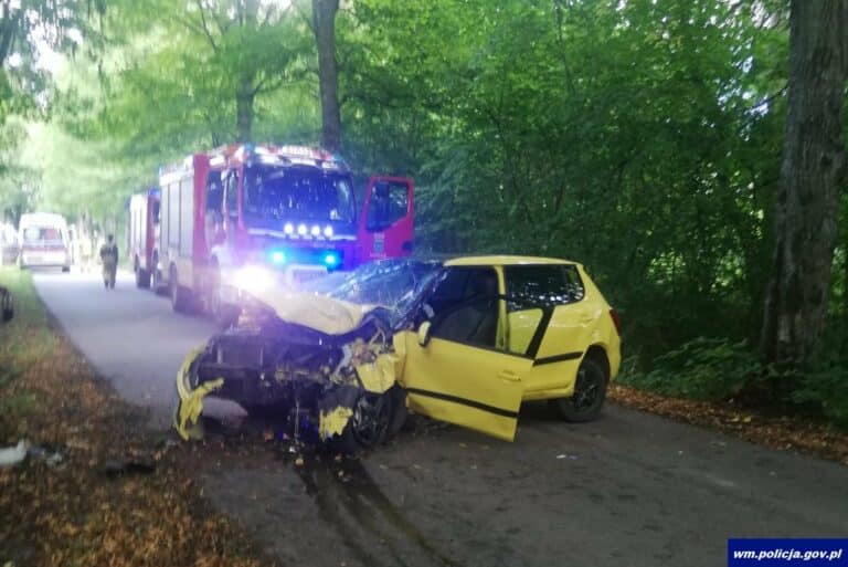 42-letnia kobieta uderzyła w przydrożne drzewo. Trafiła do szpitala z obrażeniami ciała