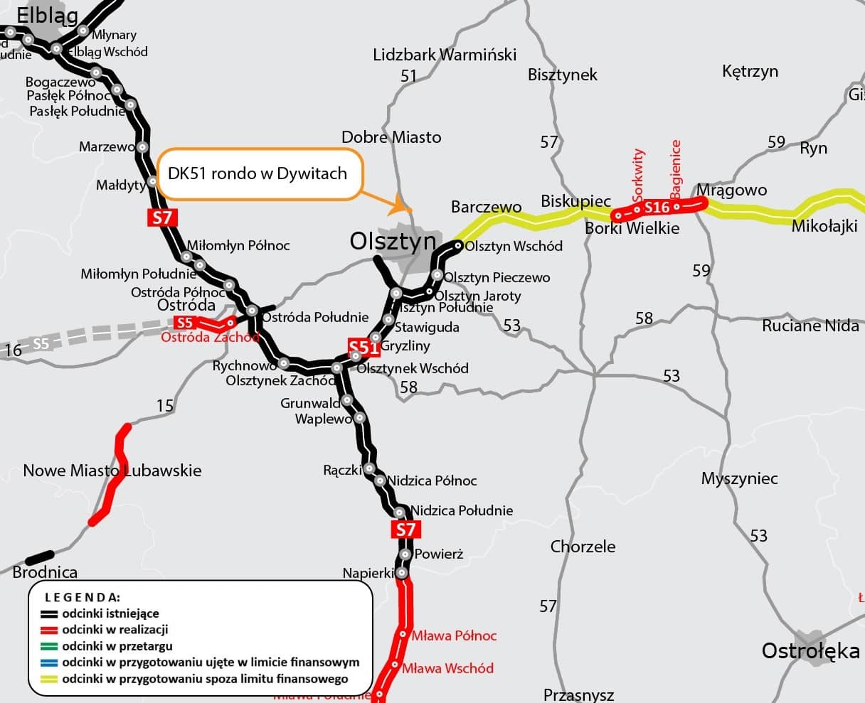 Rozpoczęła się budowa ronda na DK 51 koło Dywit Dywity Olsztyn, Wiadomości