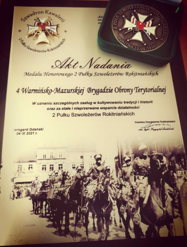 4. Warmińsko-Mazurska Brygada Obrony Terytorialnej uhonorowana Medalem Honorowym 2 Pułku Szwoleżerów Rokitniańskich rocznica Wiadomości