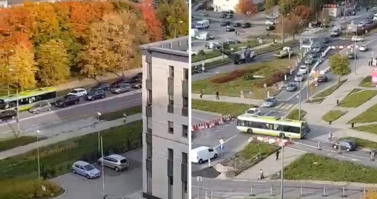 Gigantyczne korki w Olsztynie. Nagranie pokazuje skalę
