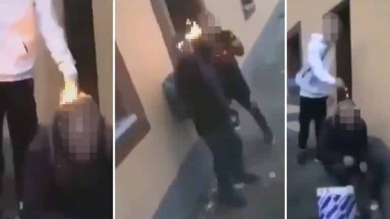 Nastolatkowie znęcają się nad starszym człowiekiem. Podpalili mu głowę