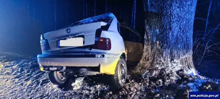 21-letni kierowca BMW nie dostosował prędkości do warunków panujących na drodze