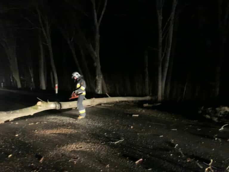 Silny wiatr uszkodził dach kościoła i około 40 drzew