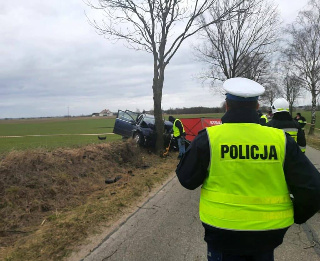 Siedzący za kierownicą vw passata 38-latek poniósł śmierć wypadek Nowe Miasto Lubawskie, Wiadomości