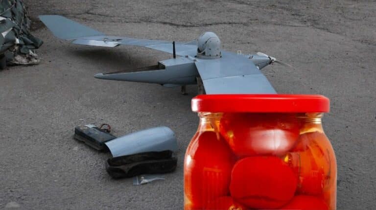 Pani Olena strąciła w Kijowie drona nieprzyjaciela słoikiem z przetworami