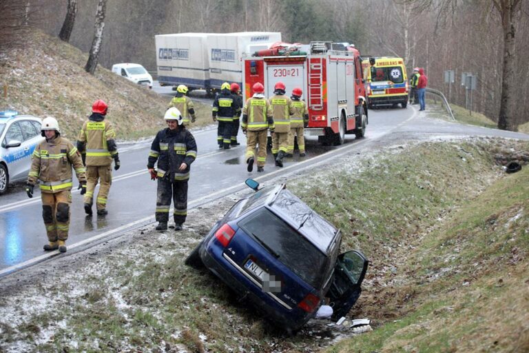 Kierująca dachowała audi na DK 51