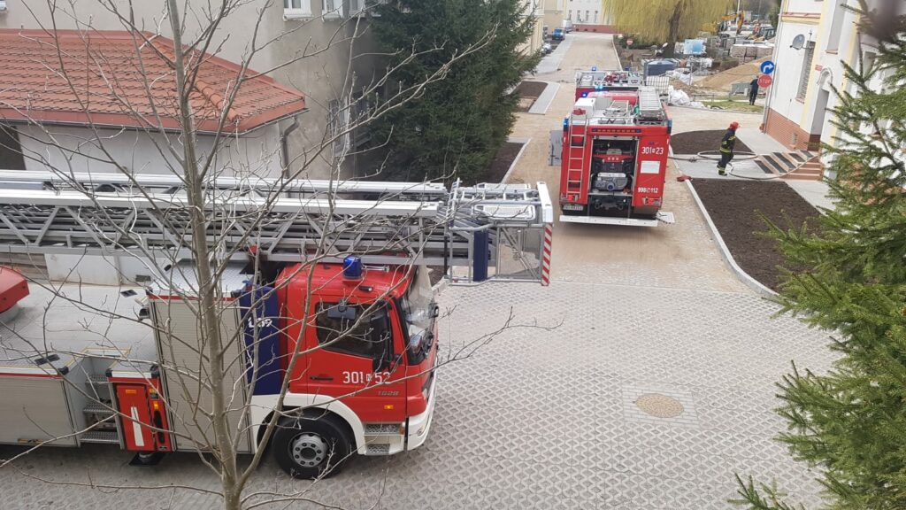 Pożar w jednostce policji w Olsztynie
