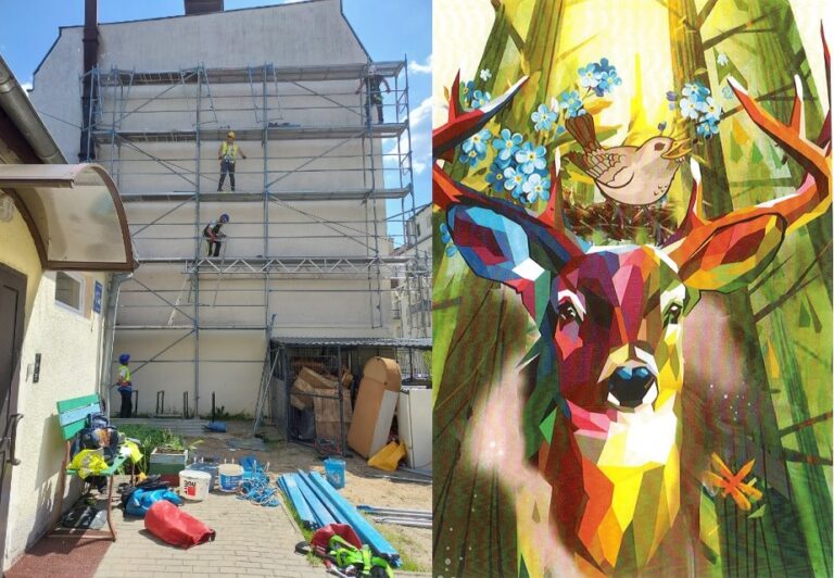 Nowy mural upiększy podw&oacute;rko przy ul. Mazurskiej 15