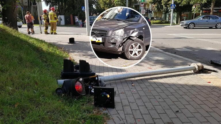 Kolizja pod marketem Netto w Olsztynie budzi grozę