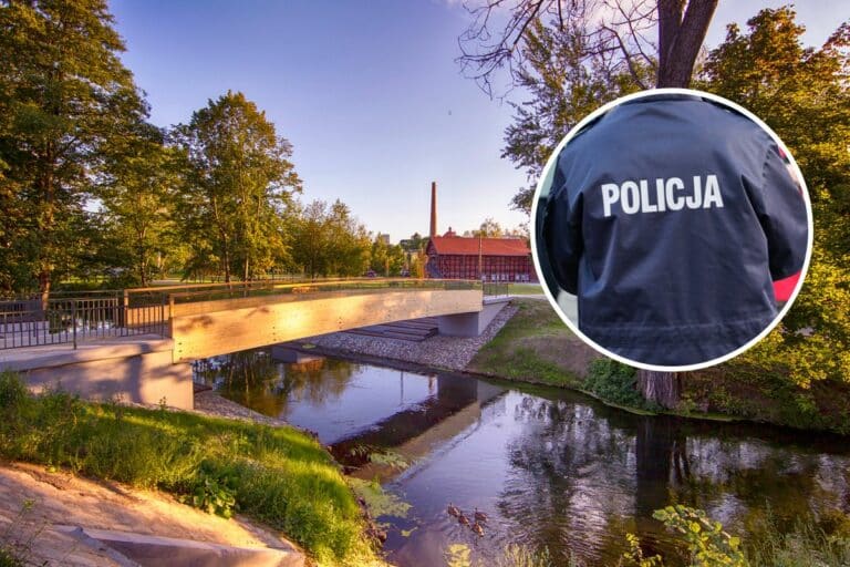 26-latek na widok policjant&oacute;w w Parku Centralnym wskoczył do wody i przepłynął Łynę wpław