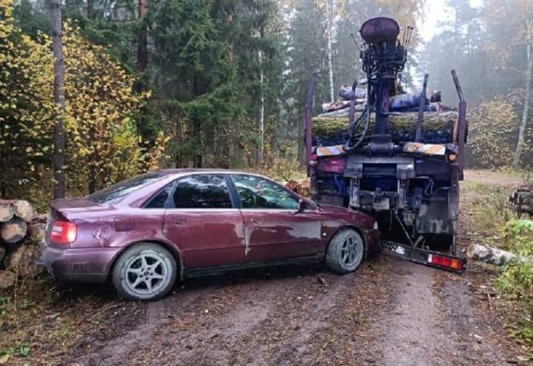 Dziwnie zaparkowany samochód, a wokół niego puszki po piwie. Skończyło się leśnym pościgiem