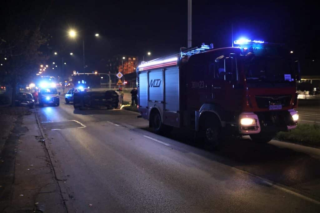 Dachowanie samochodu niedaleko KFC w Olsztynie wypadek Olsztyn, Wiadomości