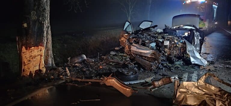 Śmiertelne zderzenie z drzewem. 21-latek nie żyje